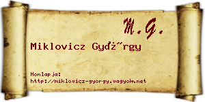 Miklovicz György névjegykártya